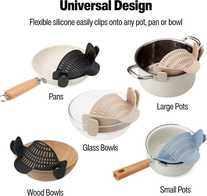 Emptycolor Silicone Pot Strainer, Adjustable Clip On Strainer for Pots Pans, Heat Resistant Pot Drainer, Kitchen Pasta Colander for Vegetables and Noodles (Black) - Image 4